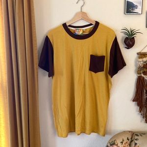 BIG BUD PRESS XL Ringer Tee NEW Mustard Fudgecicle Brown SO SOFT 100% Cotton